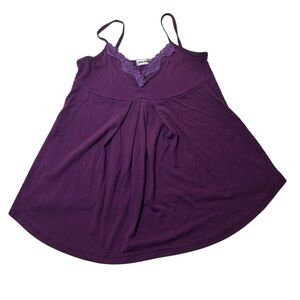 Y2K Fairy-core Royal Purple Lace Trim VTG Coquette Soft Spaghetti Strap Cami M